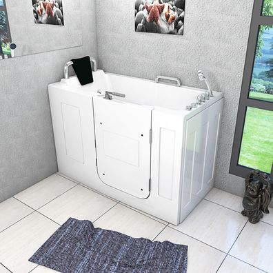 Sitzwanne Whirlpool Badewanne mit Tür S07WP-TH-A-R 140x76cm