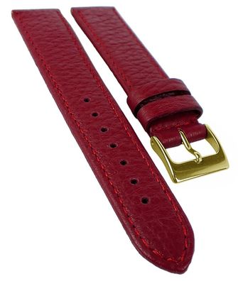 Herzog ? Uhrenarmband 14mm rot ? Dornschließe Edelstahl ? Hirschleder