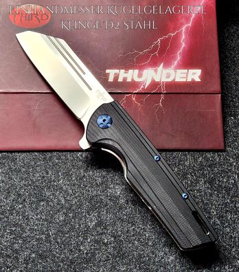 THIRTH® TH-K0822BK| Thunder Taschenmesser D2 Stahl Klinge Camping Angler Messer