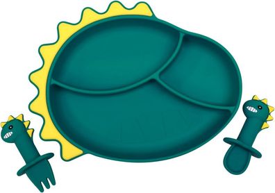 Kids Silicone Dinner Plate with Segmented Kids Plate, Non-Slip Baby Silicone Suction