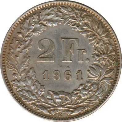 Schweiz 2 Franken 1961 B Stehende Helvetia Silber*