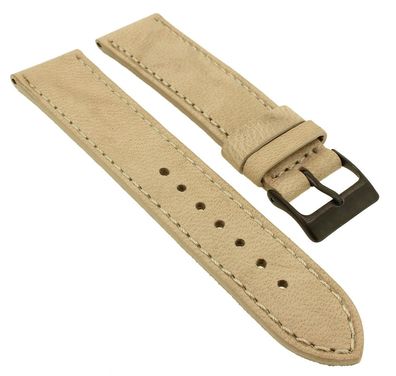 Herzog Piemont | Uhrenarmband 22mm beige | weiches Leder glatt | Naht