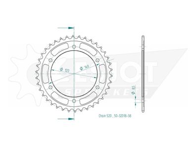 ESJOT Kettenrad "32018" 520, Stahl, schwarz 38 Zähne