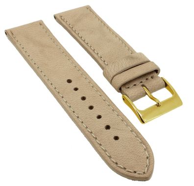 Herzog Piemont Uhrenarmband 20mm beige > weiches glattes Leder genäht