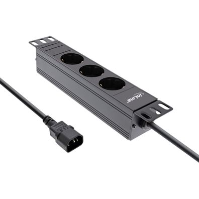 InLine® 16421I InLine® 10" Steckdosenleiste, 3-fach Schutzkontakt, C14 Anschluss,