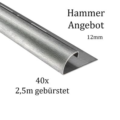 40x Viertelkreis Edelstahlschiene Fliesenschiene Fliesenprofil 12mm gebürstet