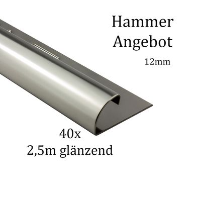 40x Viertelkreis Edelstahlschiene Fliesenschiene Fliesenprofil 12mm glänzend