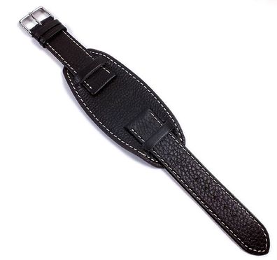 Minott | Uhrenarmband Leder schwarz mit Unterlage sehr weich 21487S