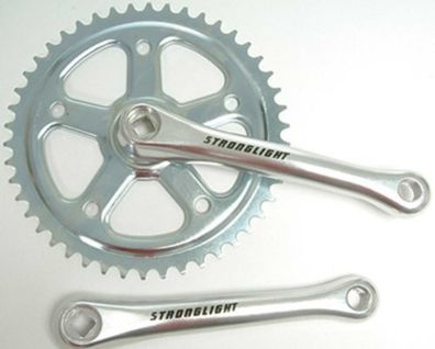 Stronglight Kettenradgarnitur 4-kant, 170 mm Kurbellänge, silber Kurbelarme Alu,