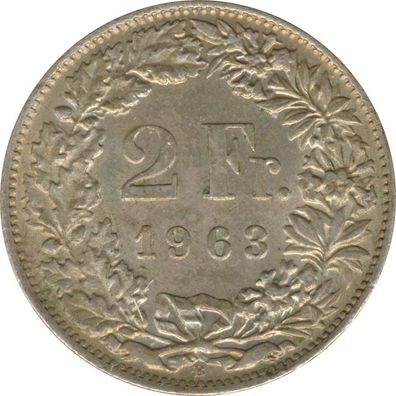 Schweiz 2 Franken 1963 B Stehende Helvetia Silber*