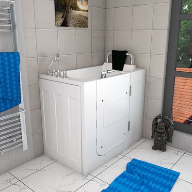 Sitzbadewanne Senioren Wanne Sitzwanne mit Tür S08-TH-C-R 110x68cm