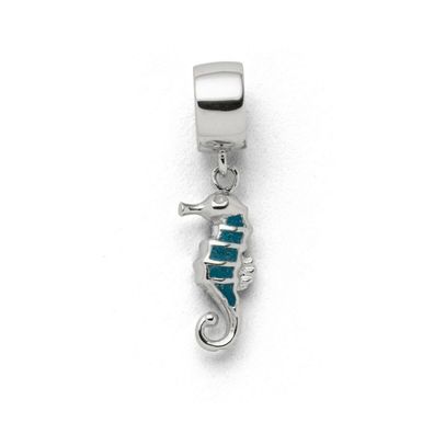 DUR Schmuck Charm Seepferd Steinsand blau, Silber 925/ - rhodiniert (F279)