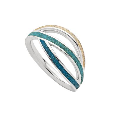 DUR Ring OCEAN STREAM Strandsand/ blauer Steinsand, Silber 925/ - rhodiniert (R5855)