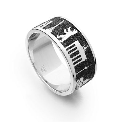 DUR Schmuck Ring "Berlin" Nachtring Lavasand Silber 925/ - rhodiniert (R4779)