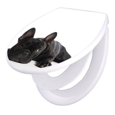 banjado® WC-Sitz Duroplast weiß mit Motiv Bulldogge [TDWK 10004]