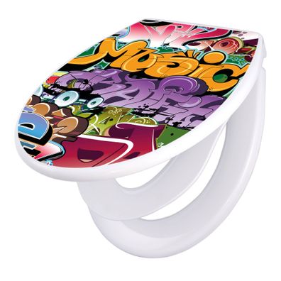 banjado® WC-Sitz Duroplast weiß mit Motiv Graffiti [TDWK 10203]