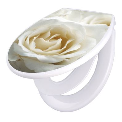 banjado® WC-Sitz Duroplast weiß mit Motiv White Roses [TDWK 10108]