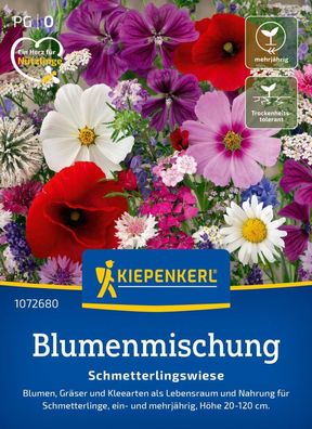 Blumenmischung Schmetterlingswiese, Blumen, Gräser und Kleearten - Nahrung