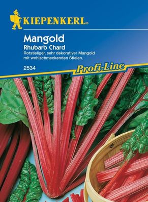 Mangold Rhubarb Chard, sehr dekorativ mit wohschmeckenden Stielen, Inhalt für