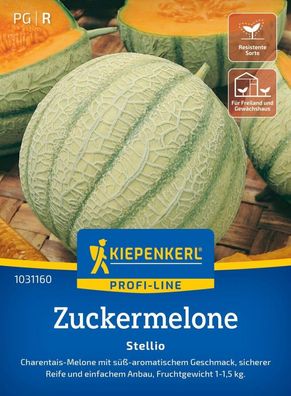 Zuckermelone Stellio, F1, Charentais-Melone - süß-aromatisch - resistent