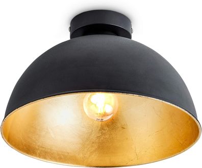 B.K. Licht - Deckenlampe mit E27 Fassung, max.60 Watt, Retro, Schwarz-Gold