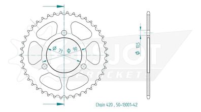 ESJOT Kettenrad "13001" 420, Stahl, schwarz 45 Zähne