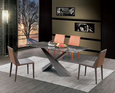 Luxus Tisch Säulen Tische Esszimmer Gruppe 5Tlg. Set Garnitur Lehnstuhl Sessel