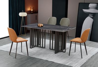 Luxus Esstisch Edelstahl Marmor Imitation Stein Tisch Esszimmer 180X90Cm Neu