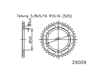 ESJOT Kettenrad "29009" 525, Stahl, schwarz 43 Zähne