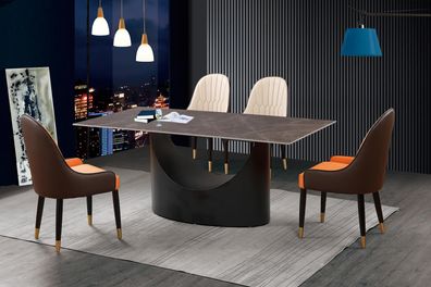 Klassische Luxus Esszimmer Möbel Essgarnitur Lehnstuhl Tisch Gruppe 5Tlg. Set