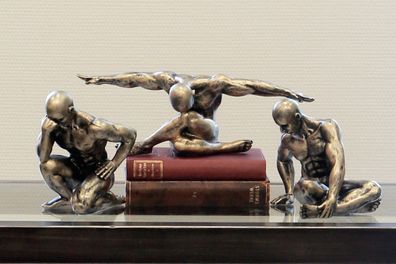 Casablanca Skulptur, "Workout", Mannmotiv, Kunstharz, champagnerfarben, , 3 Stück