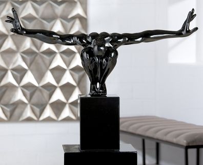 Casablanca Skulptur, "Cliffhanger", Mannmotiv, Kunstharz, Marmor, schwarz, , L