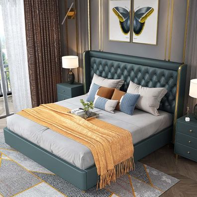 Schlafzimmer Bett Nachttische 3 Tlg. Set Design Luxus Betten Leder Doppelbett