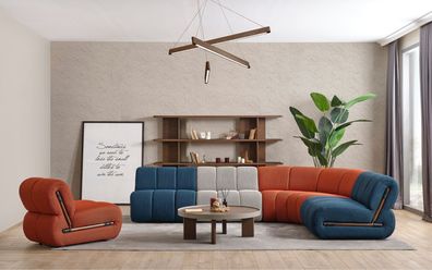 Wohnzimmer Sitzgarnitur Designer L-Form Polstersofa Relax Luxus Sessel
