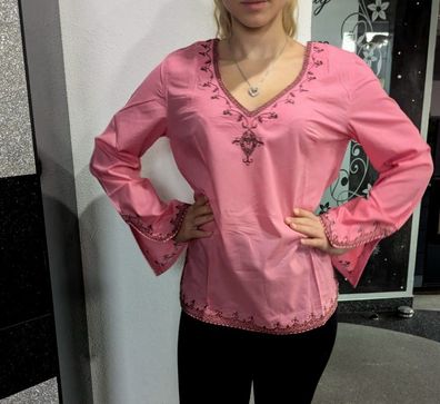 Sexy Miss Damen Tunika Stickerei Pailletten Shirt 38 Coral Trompeten langarm ToP