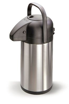 Doppelwandige mattierter Edelstahl Pump-Isolierkanne „Pumpy“ 1,9 Liter Ø 15 cm,