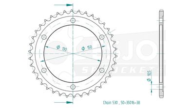 ESJOT Kettenrad "35016" 530, Stahl 38 Zähne