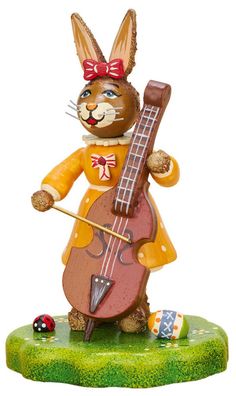 Hubrig Volkskunst 'Hasenmusikant - Mädchen mit Kontrabass 9cm' 2024