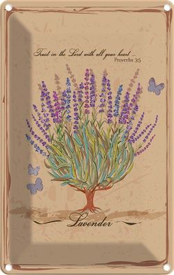 vianmo Blechschild 12x18cm Lavendel Trust In The Lord With All Deko Geschenk