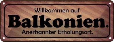 vianmo Blechschild 27x10cm Willkommen auf Balkonien Deko Geschenk