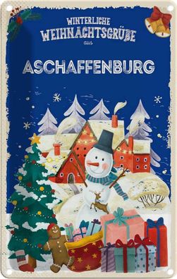 vianmo Blechschild 20x30cm Weihnachtsgrüße Aschaffenburg Deko Geschenk