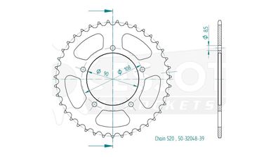 ESJOT Kettenrad "32048" 520, Stahl 43 Zähne, schw