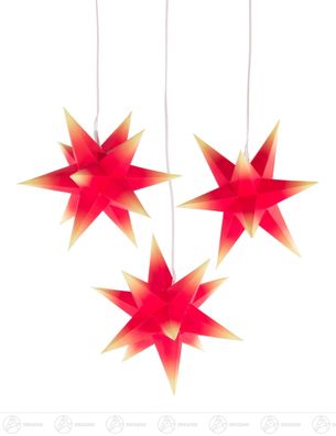 Raumschmuck Mini-Adventssterne rot/gelbe Spitzen Beleuchtung 16 cmx16 cmx16 cm