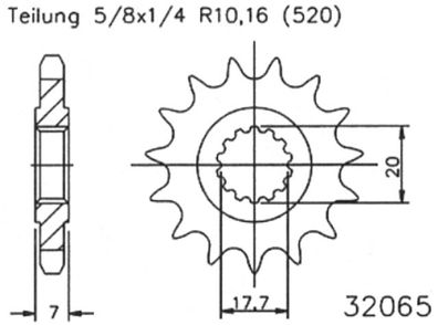 ESJOT Antriebsritzel "32065" 520, Stahl 13 Zähne