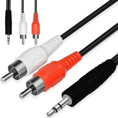 150 cm Audio kabel 2x Cinch Stecker RCA 3,5 mm für Hi-Fi, Stereo-Anlagen Retoo