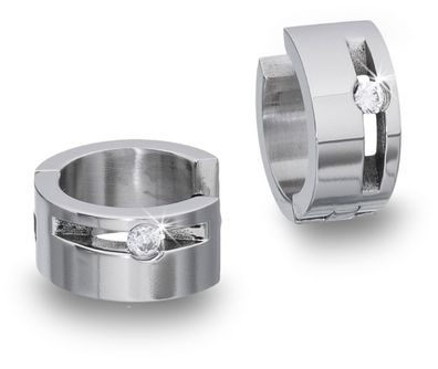 Minott Damen Ohrschmuck Ohrringe Creolen Edelstahl mit Zirkonia