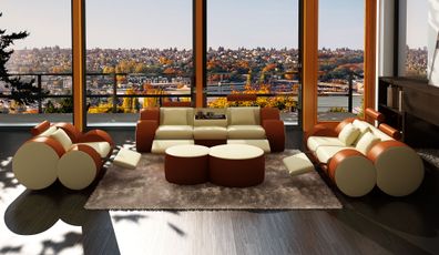 Designer Polster Sofagarnitur Set Xxl Ledersofa Couch 3 + 2 + 1 Modern Sofa Sofas