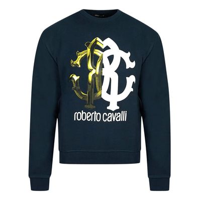 Roberto Cavalli Firenze RC Logo Blau Sweatshirt Jumper Pullover XXL