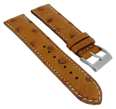 Herzog Echt Strauß Uhrenarmband XL braun Leder helle Naht > handgenäht