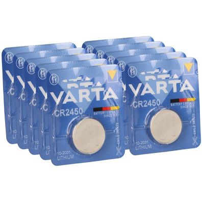 10x VARTA CR 2450 Lithium-Knopfzelle 3V (10x 1er Blister)